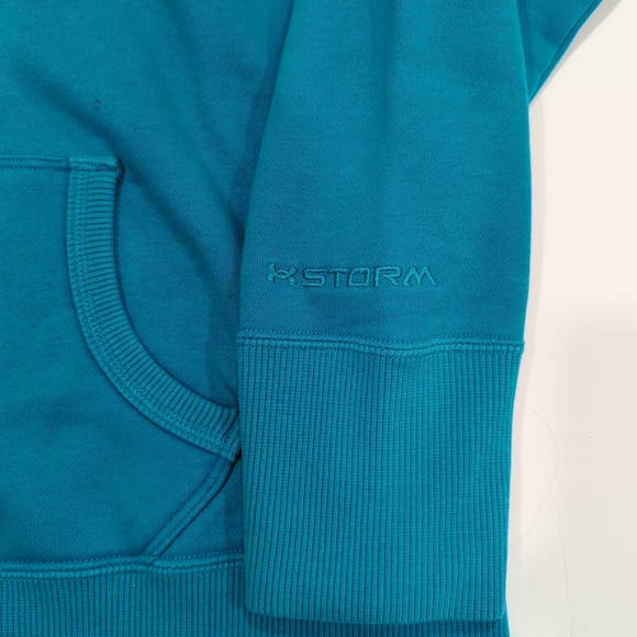 Under Armour Storm Cold Gear Teal Blue Hoodie with Green Accents Women's Medium - Picture 6 of 13